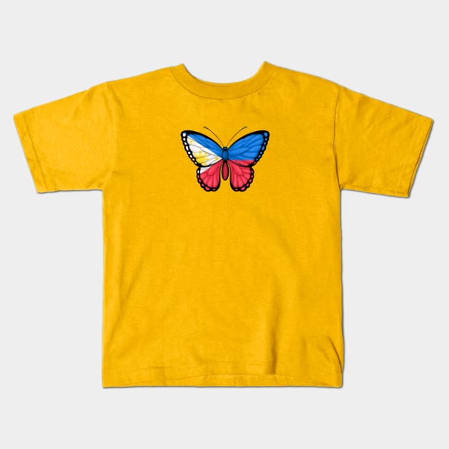 Filipino Flag Butterfly Kids T-Shirt by jeffbartels